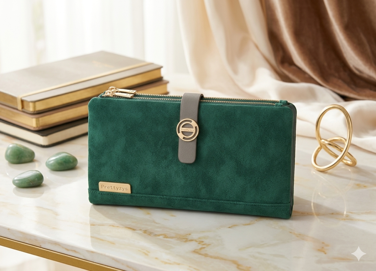 Billetera flexible verde jade